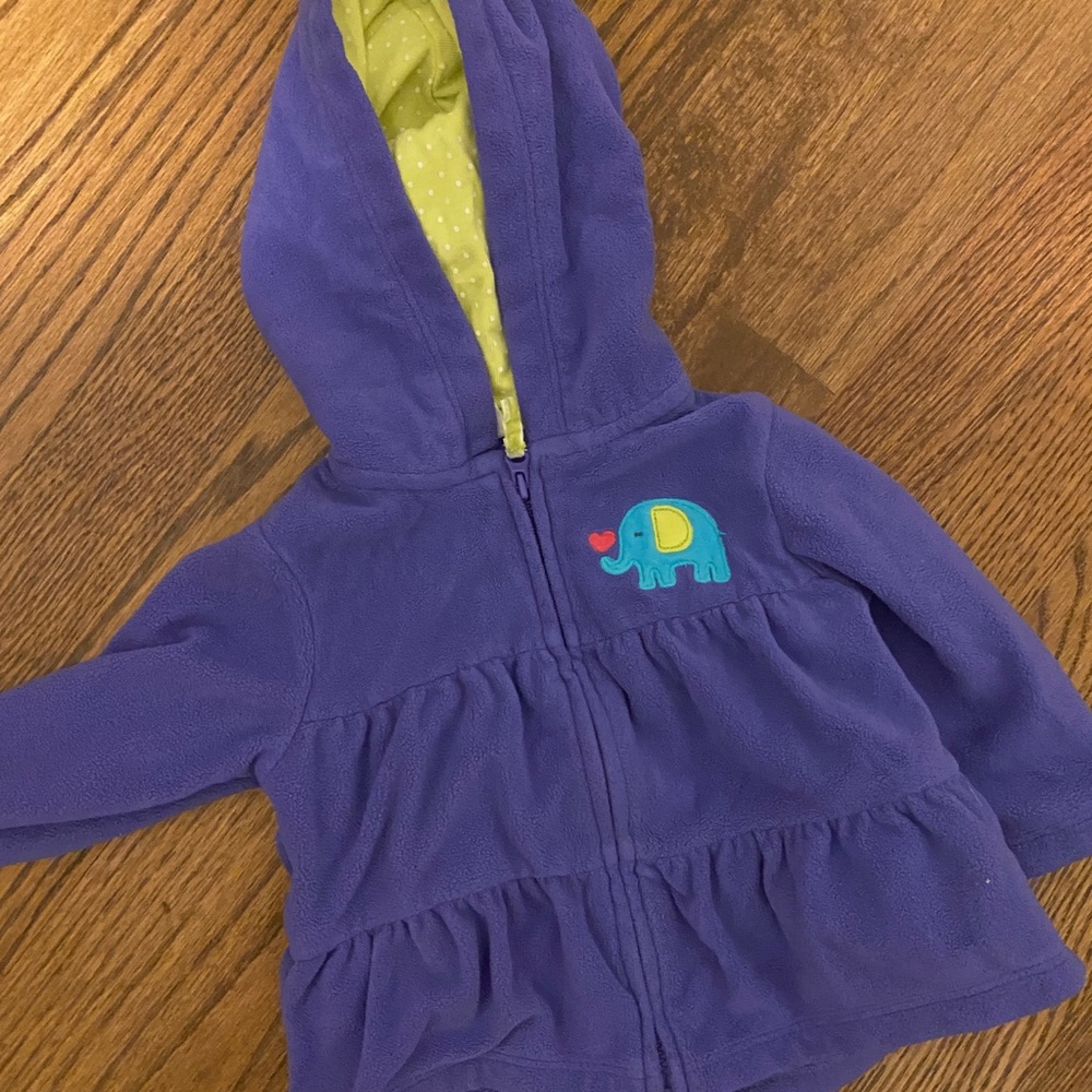 Purple/periwinkle fleece jacket with elephant detail